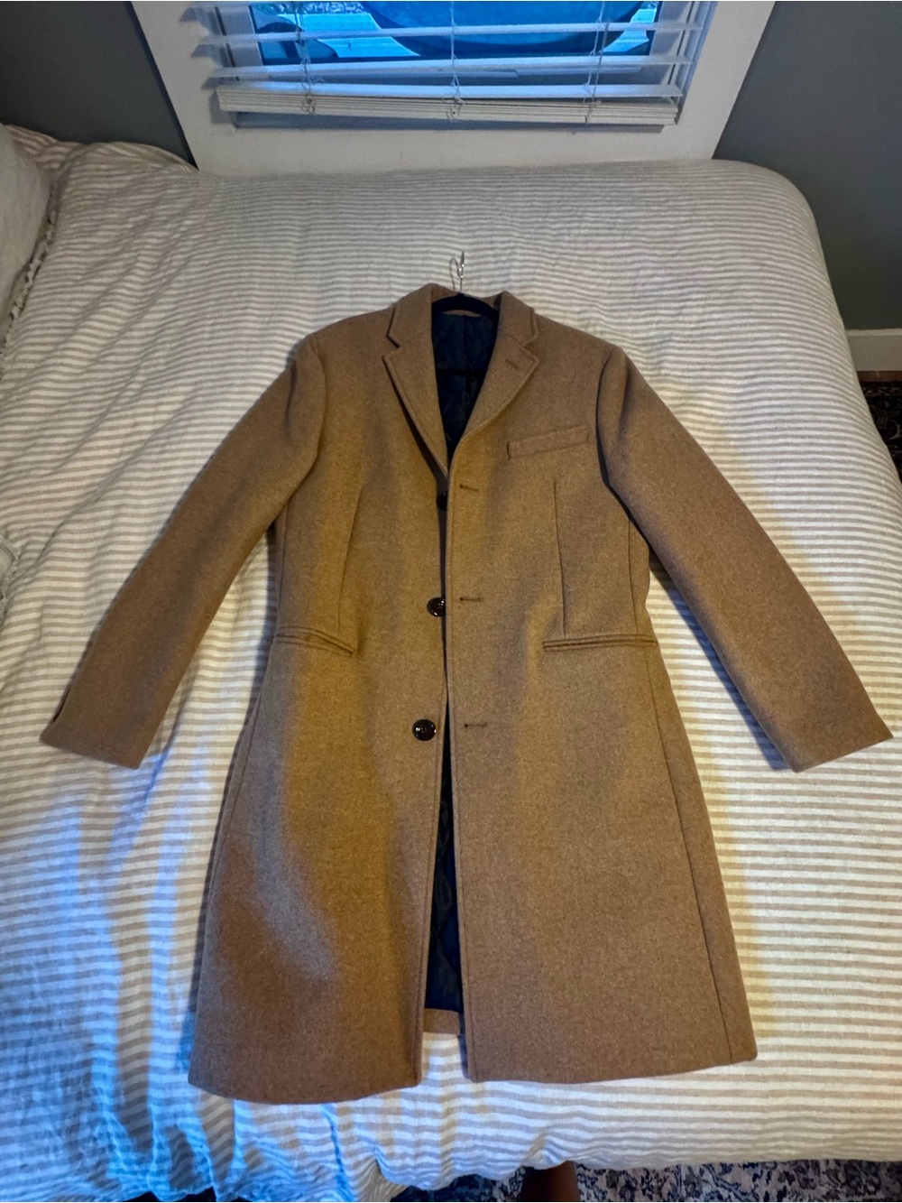 J Crew Thompson Wool Blend Topcoat Mens Size 38R Brown